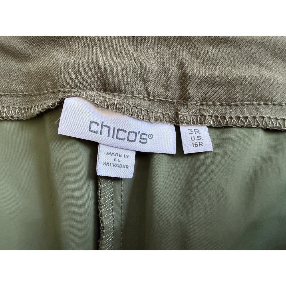 Chicos Perfect Stretch Ankle Pants Elastic Waist Olive Green Size 3R US 16R - Picture 6 of 14